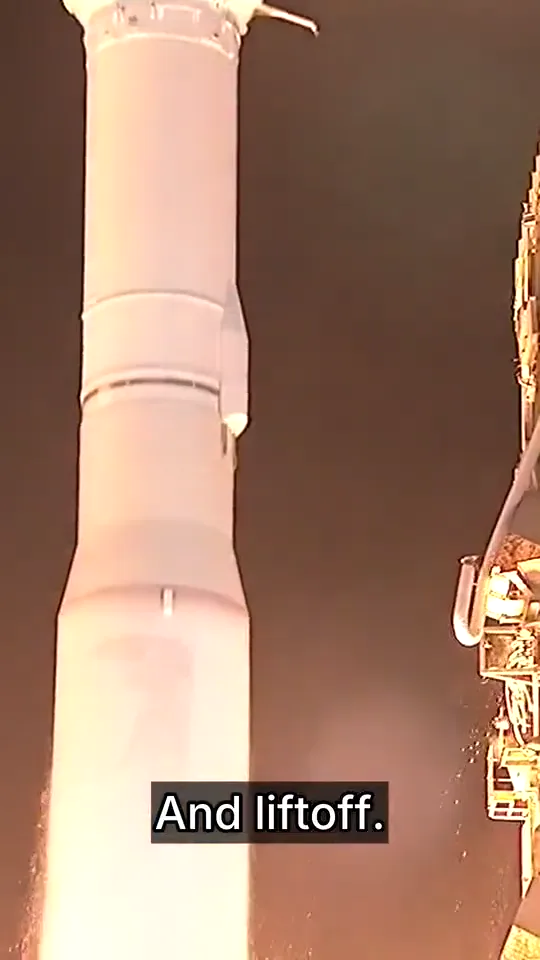 Clip of a rocket lifting off at night, captioned “And liftoff.” in the Reels style